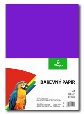 Színes papír,  A4, 80g, 12x5 lap, STEPA, vegyes színek